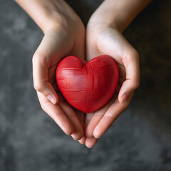 Fototapeta premium Hand holding a red heart shape.