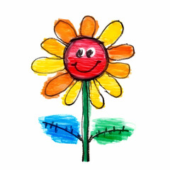 Drawing Sun Flower with Kids Style