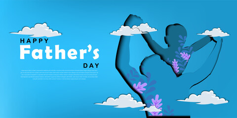 happy fathers day paper cut out illustration