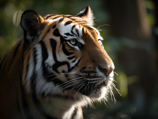 portrait of a tiger relaxing in the nature
