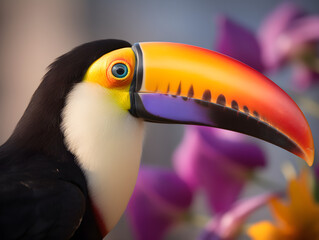 cute colorful Toucan in the wildness