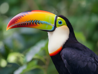 Naklejka premium green-red coloured Toucan in the wildness