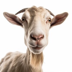 Portrait of Funny laughing sheep. eco farming concept, 360 degrees panoramic camera, AI generative