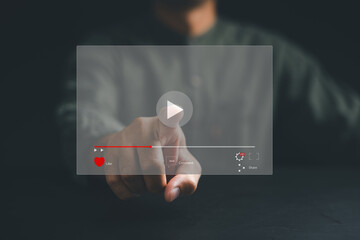 Experience the convergence of the virtual and real world as a man's hand touches the screen,...