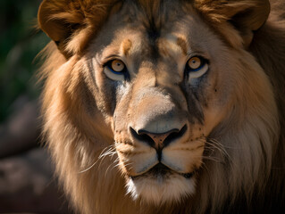 close up portrait of a lion