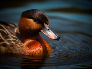 beautiful duck on the water in the wildness