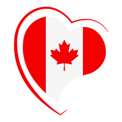 Flag of Canada in the shape of a heart. Illustration
