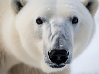 close up of a white polar bear head