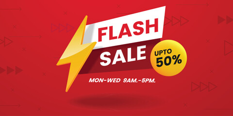 Flash sale banner on red background