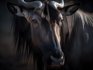 portrait  of  a Blue wildebeest in wild