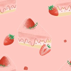 Strawberry shortcake pattern pink background