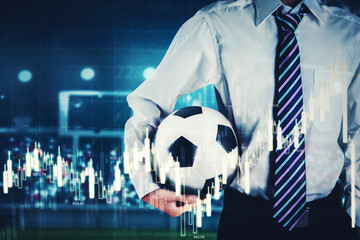 Composite image Football soccer game manager with statistic numbers