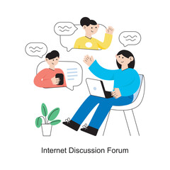 Internet Discussion Forum Flat Style Design Vector illustration. Stock illustration