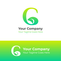 G Letter Logo Graphic Vector Design colored leaf Gradient green