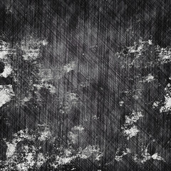 Old dark splatter monochrome brush strokes texture background. Grunge black splashed watercolor spilled gouache ink with vertical fabric material lines, monochrome retro old speckled uneven design	