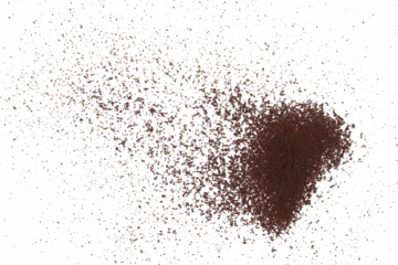 Instant powdered coffee isolated on white, top view, clipping