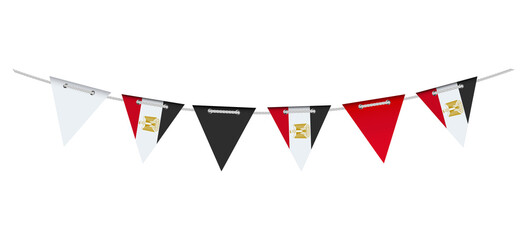 Obraz premium Garland with the flag of Egypt on a white background.