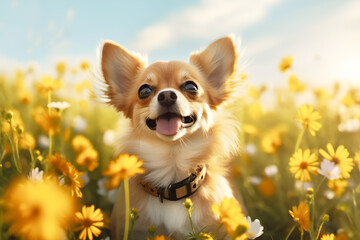 Close-up of a Chihuahua dog on a blurred background. Generative AI