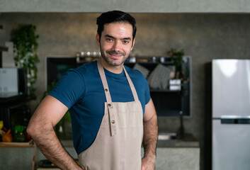 professional male chef prepare fresh ingredient for cook deliciuos healthy meal for breakfast and dinner with homemade cheese pizza flour and dough in kitchen