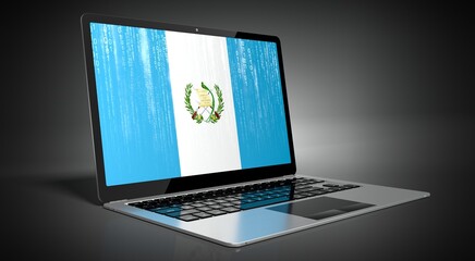 Guatemala - country flag and binary code on laptop screen - 3D illustration