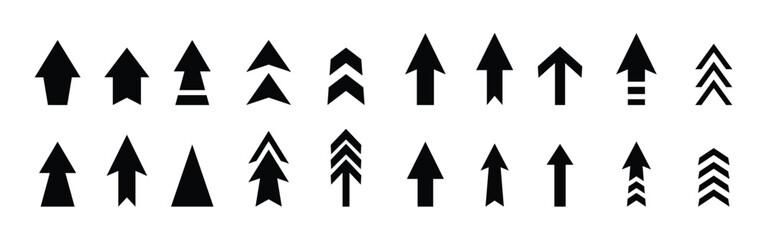 Collection different Arrows on flat style for web design or interface. Plant icon set isolated on white background