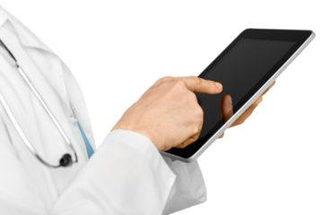 Doctor hand working on digital table