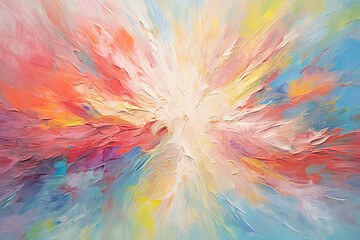Generative AI illustration of bright abstract background with splashes of colorful paint on gradient surface