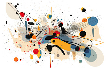 Generative AI illustration of multicolored abstract background with different lines and spots