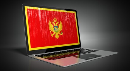Montenegro - country flag and binary code on laptop screen - 3D illustration
