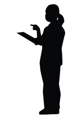 Female doctor silhouette vector on white