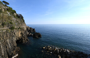 Wonderful views of the sea of the Cinque Terre in the stretch between Riomaggiore and Portovenere.