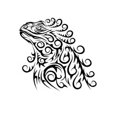 Iguana tribal tattoo silhouette illustration