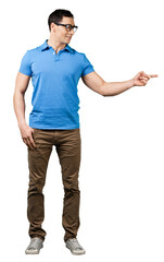 Naklejka premium Handsome young man smiling full length in shirt