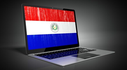 Paraguay - country flag and binary code on laptop screen - 3D illustration