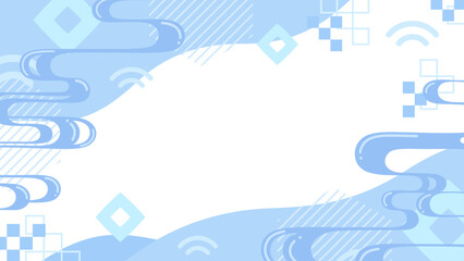 流水紋のフレーム_メンフィス柄_16:9