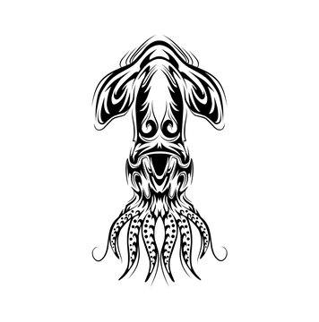 recommend clip art: Octopus tribal tattoo silhouette illustration