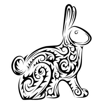 Rabbit tribal tattoo silhouette illustration
