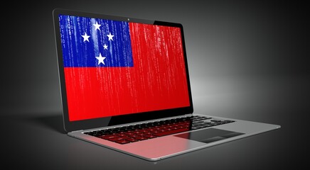 Samoa - country flag and binary code on laptop screen - 3D illustration