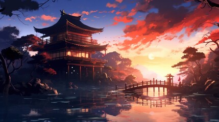 Fototapeta premium Anime Style Fantasy Art