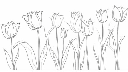 desenho com linhas floral tulipas para pintura infântil 