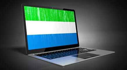 Sierra Leone - country flag and binary code on laptop screen - 3D illustration