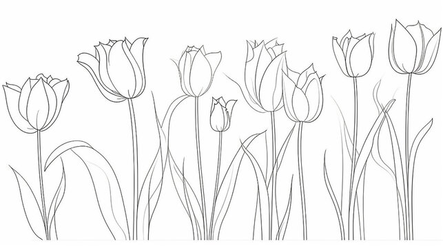 desenho com linhas floral tulipas para pintura infântil 