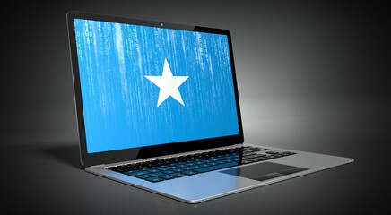 Somalia - country flag and binary code on laptop screen - 3D illustration