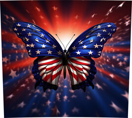 3D American Flag Butterfly Tumbler Wrap