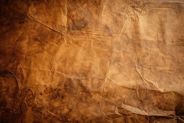 Old crumpled paper background. Brown crumpled paper texture. Abstract old brown paper as vintage wallpaper backdrop, AI Generated