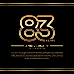 83th year anniversary celebration logo design with gold number, vector template illustration