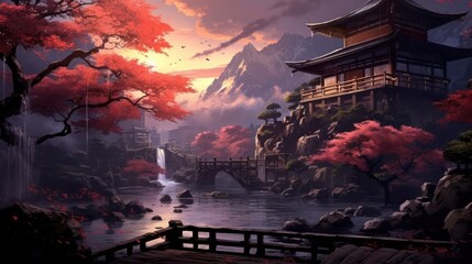Fototapeta na wymiar Game Art Anime Background Wallpaper
