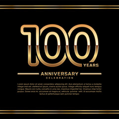 100th year anniversary celebration logo design with gold number, vector template illustration