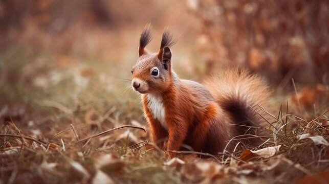 esquilo na floresta de outono 