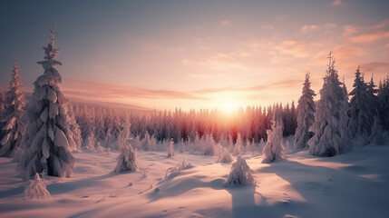 paisagem de inverno com neve 
